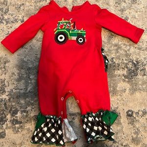 Ricrac & Ruffles Christmas tractor romper